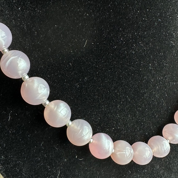 18” Lilac and Silver Tine Beaded Necklace, Vintage 1980s - Picture 6 of 6